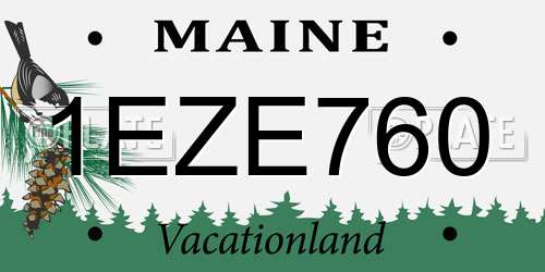 1EZE760 Maine License Plate