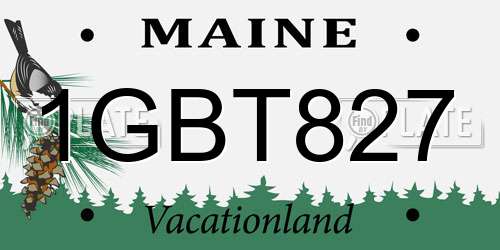 1GBT827 Maine License Plate