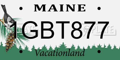 1GBT877 Maine License Plate