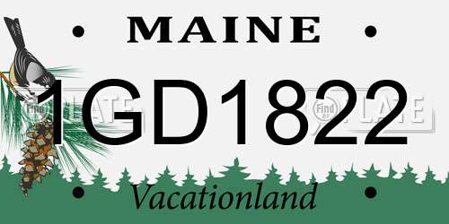 1GD1822 Maine License Plate
