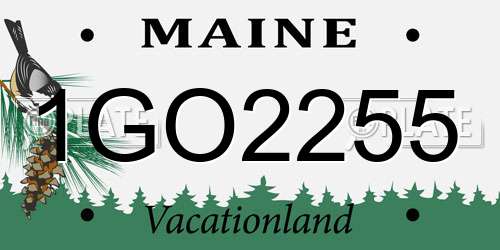 1GO2255 Maine License Plate
