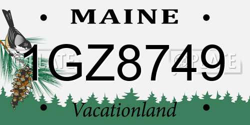 1GZ8749 Maine License Plate