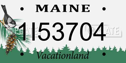 1I53704 Maine License Plate