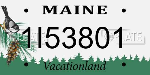 1I53801 Maine License Plate