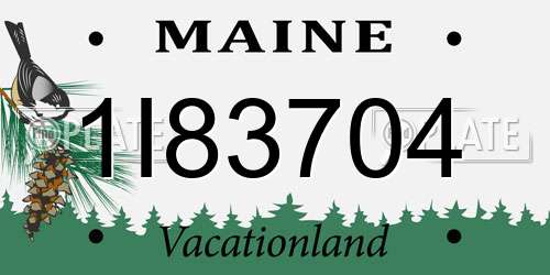 1I83704 Maine License Plate