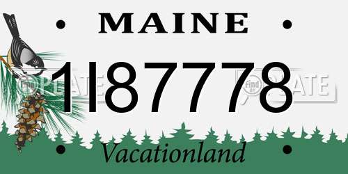 1I87778 Maine License Plate