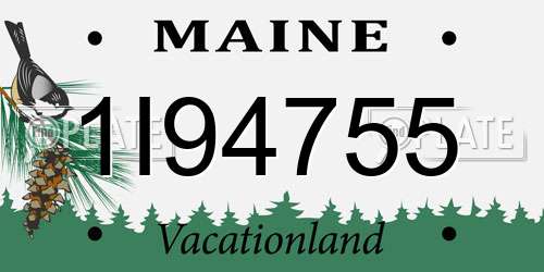 1I94755 Maine License Plate