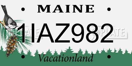 1IAZ982 Maine License Plate
