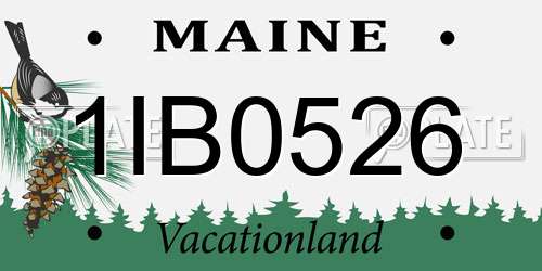 1IB0526 Maine License Plate