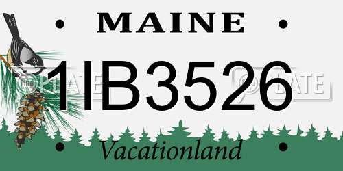 1IB3526 Maine License Plate