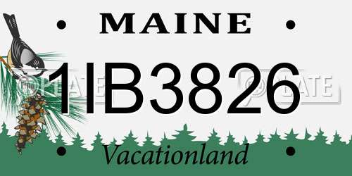 1IB3826 Maine License Plate