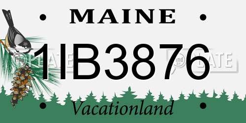 1IB3876 Maine License Plate
