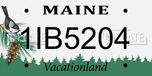 1IB5204 Maine License Plate