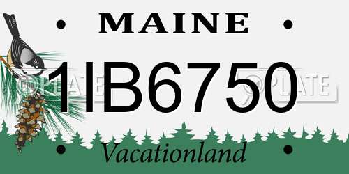 1IB6750 Maine License Plate