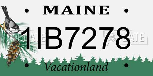 1IB7278 Maine License Plate