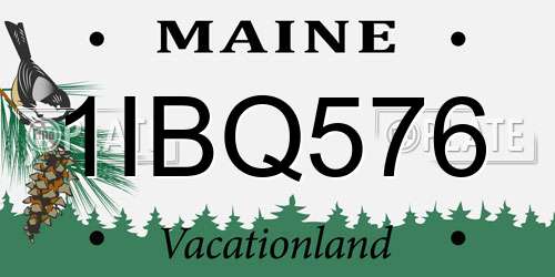 1IBQ576 Maine License Plate
