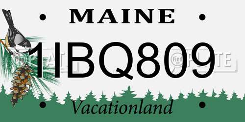 1IBQ809 Maine License Plate