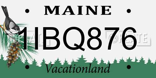 1IBQ876 Maine License Plate