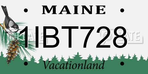1IBT728 Maine License Plate