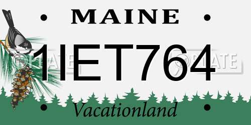 1IET764 Maine License Plate