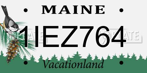 1IEZ764 Maine License Plate
