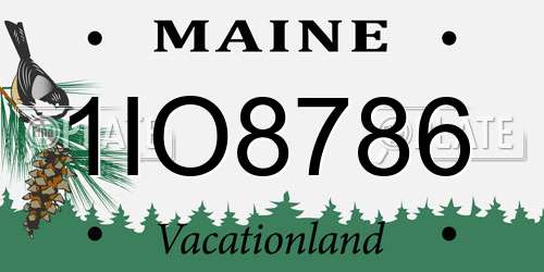 1IO8786 Maine License Plate