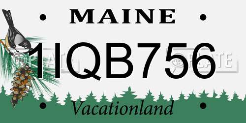 1IQB756 Maine License Plate