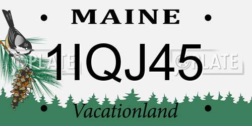 1IQJ45 Maine License Plate