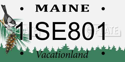1ISE801 Maine License Plate