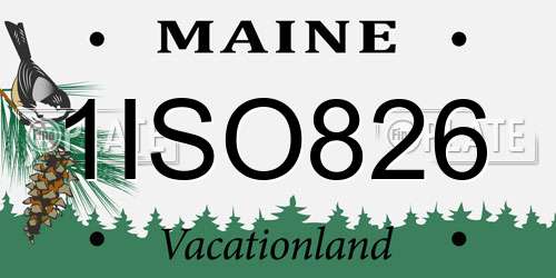 1ISO826 Maine License Plate