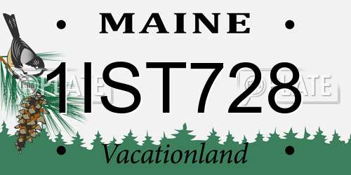1IST728 Maine License Plate