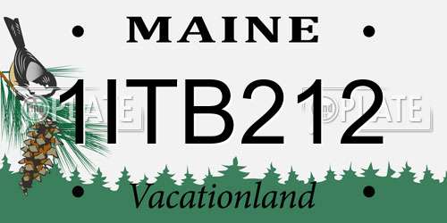 1ITB212 Maine License Plate