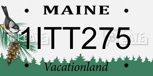 1ITT275 Maine License Plate