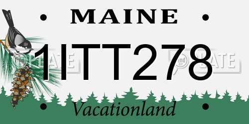 1ITT278 Maine License Plate