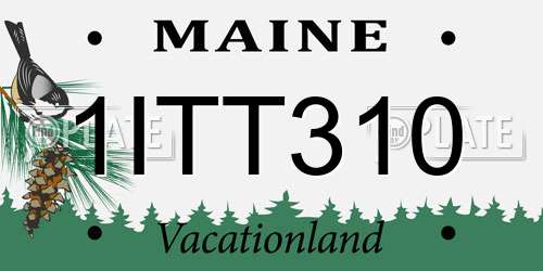 1ITT310 Maine License Plate