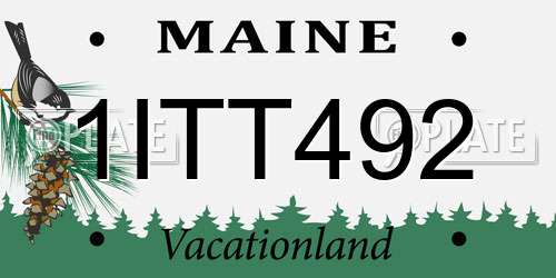 1ITT492 Maine License Plate