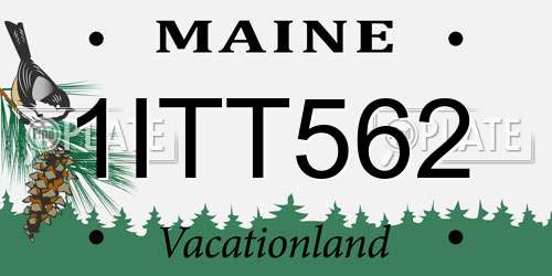 1ITT562 Maine License Plate