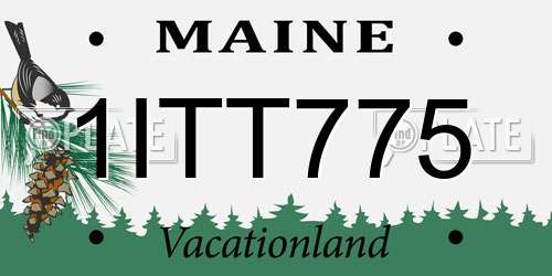 1ITT775 Maine License Plate