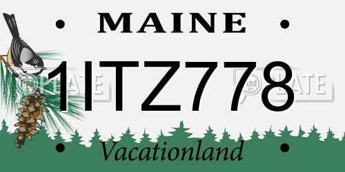1ITZ778 Maine License Plate