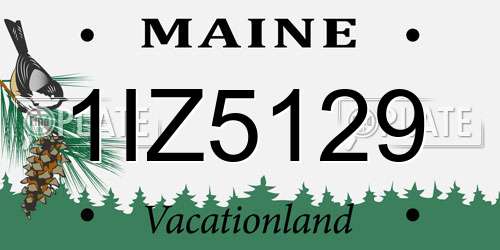 1IZ5129 Maine License Plate