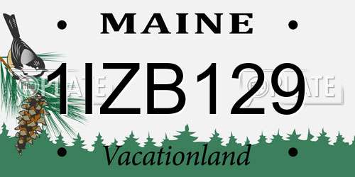 1IZB129 Maine License Plate