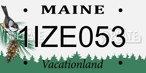 1IZE053 Maine License Plate