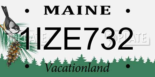 1IZE732 Maine License Plate