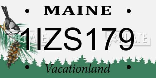 1IZS179 Maine License Plate