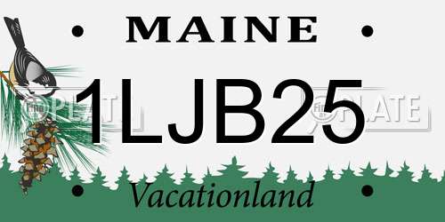1LJB25 Maine License Plate