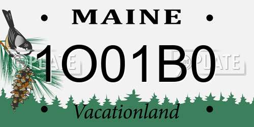 1O01B0 Maine License Plate