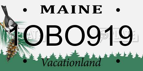 1OBO919 Maine License Plate