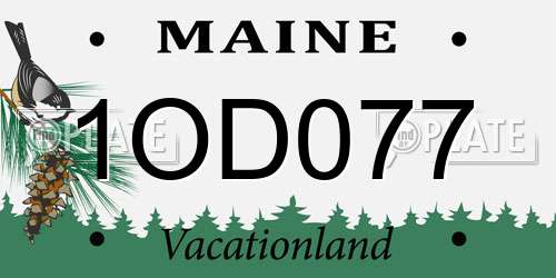1OD077 Maine License Plate