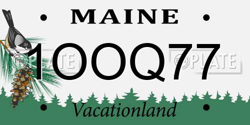 1OOQ77 Maine License Plate