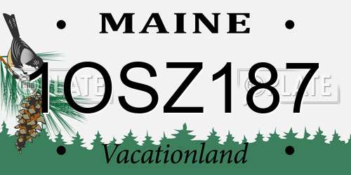 1OSZ187 Maine License Plate